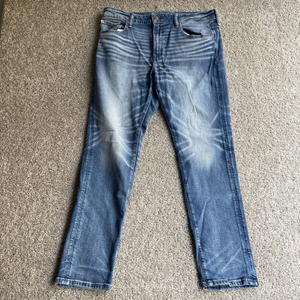 American Eagle Airflex+ Jeans Mens 36x32 Medium Wash Blue Athletic Skinny Denim